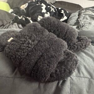 UGG Black Shearling Slide Slippers